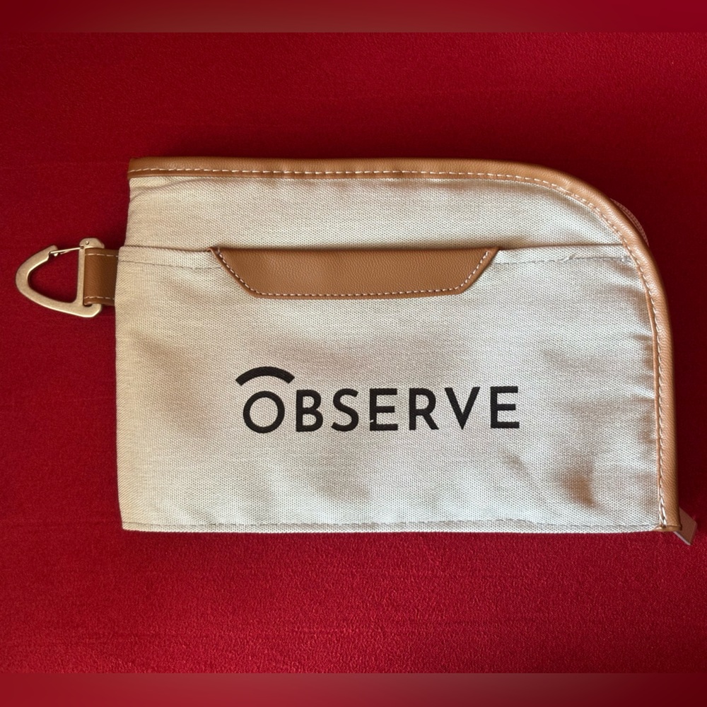 OBSERVE Beige and Tan Pouch 9.5” x 6.5” NWOT